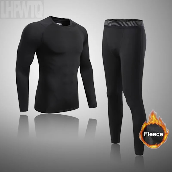 Miesten urheilualusvaatteet Fleece Thermal Compression -pitkät alushousut Hiihtopohja Kerros Harjoitushaalari Lapset Talvi Thermal Underwear Juoksusetti Sarja M