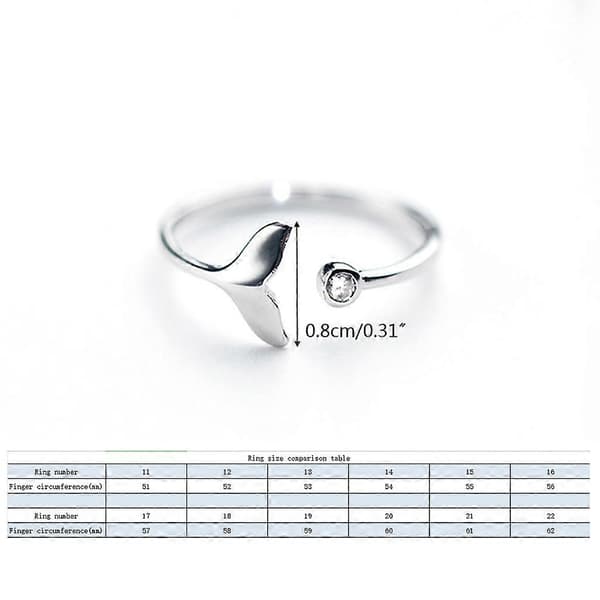 Snygg Trendy Solid Justerbar Ring Hvalhale Enkel Båndring Fiskeørering_max