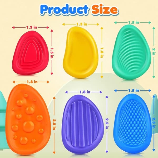 Sensoriske leker - Fidget leker - 6 stk fidget steiner - Passer for voksne og barn