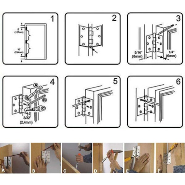 Tjock rostfritt stål Billy Bracket 2-pack 90 graders rätvinkligt fällbart gångjärn Hållbart