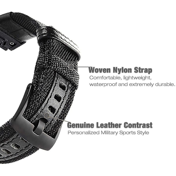 22 mm nylonrem for Garmin Fenix ​​5/ Fenix ​​6 (svart)