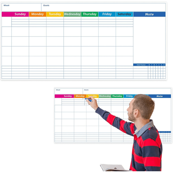 Vecko- och månadsplanerare | Hemskoleväggkalender | Laminerad väggplanerare | Stor whiteboardkalender, 43,18 x 88,9 cm/17 x 35 tum för