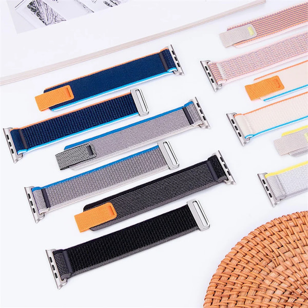 Trail Loop rem for Apple Watch Band 44mm 40mm 45mm 41mm 42 44 45 mm Sportarmband iwatch Ultra 2 49mm series 9 8 se 7 6 5 4 3 blå grå blue gray 03 41mm 40mm 38mm