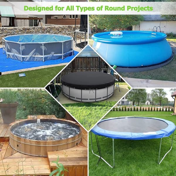 （Svart）306*30CM Poolskydd, 300cm Rund pool
