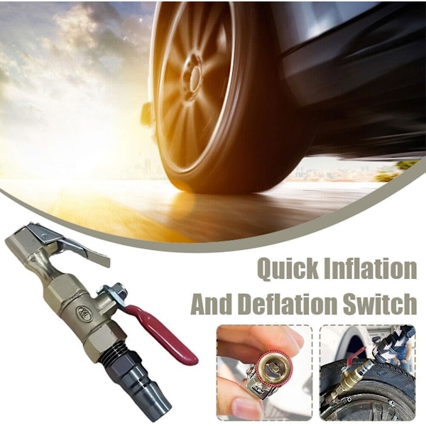 Dekk-inflator Luftpistol Dys, Rask Tilkobling Luftchuck for Luftkompressor, 2 stk 2 pcs