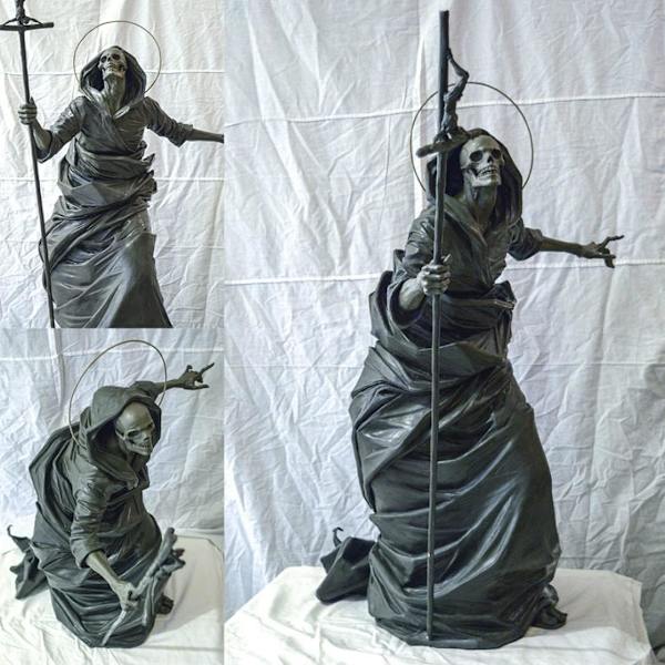 Halloween Skeletvægter Skulptur Grim Reaper Statue Gotisk Skulptur Harpiks Håndværk