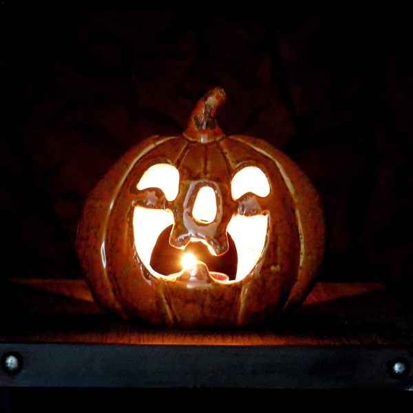 Keramisk Halloween ljusstake | Halloween pumpa ljusstake | Pumpa keramisk ljushållare för Halloween-dekorationer, festdekor