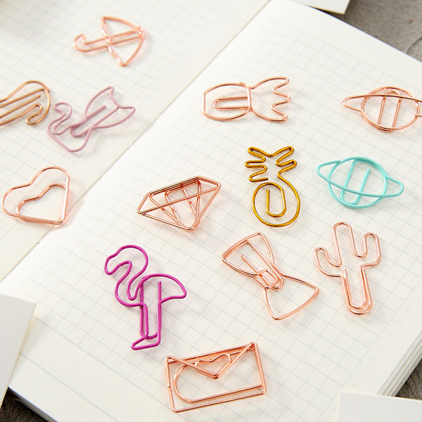 8 sæt kreative metalclips, søde snitteklips, bogmærke testpapirholder til kontorartikler (lilla stjerne),