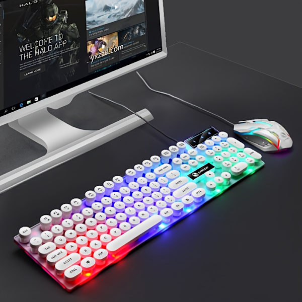 Punk Retro Computer Notebook Trådløs Tastatur Mus Sæt Lysende Mekanisk Følelse Suspension Gaming Tastatur Mus