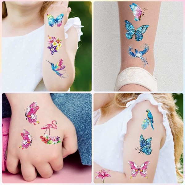 Väliaikaiset tatuoinnit lapsille, 20 kpl Yksisarvinen & Perhonen Glitter, Vedenkestävä & Irrotettava, Ihanteellinen Juhlapusseihin 20 pc-A