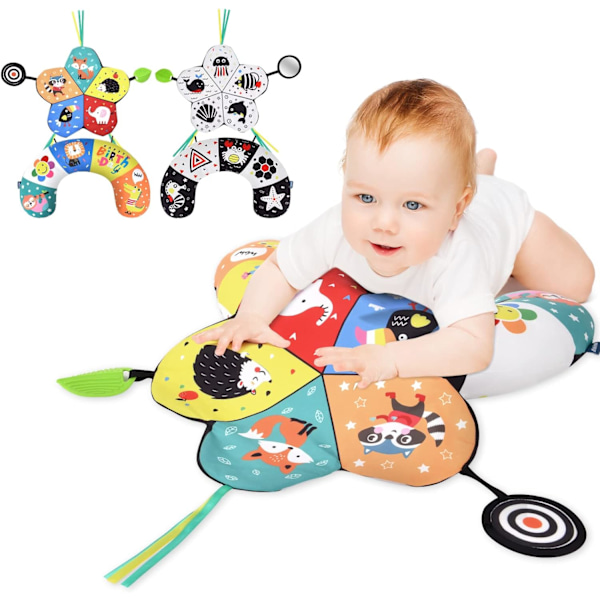 1 Tummy Time Pude, ammepude med tyggelegetøj og spejl-legetøj til sikker og sjov mavetid, styrker muskler, egnet til babyer Paint: