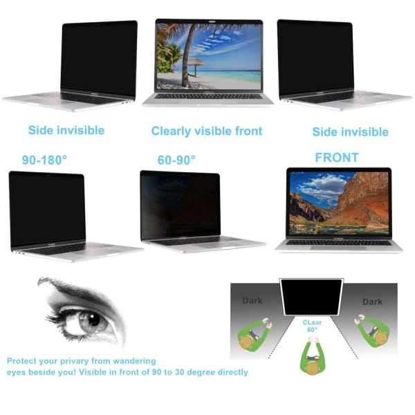 CQBB Kompatibel med MacBook Pro Retina 13/15 tum, magnetisk sekretessskärm Privacy Filter Protector-13,3"