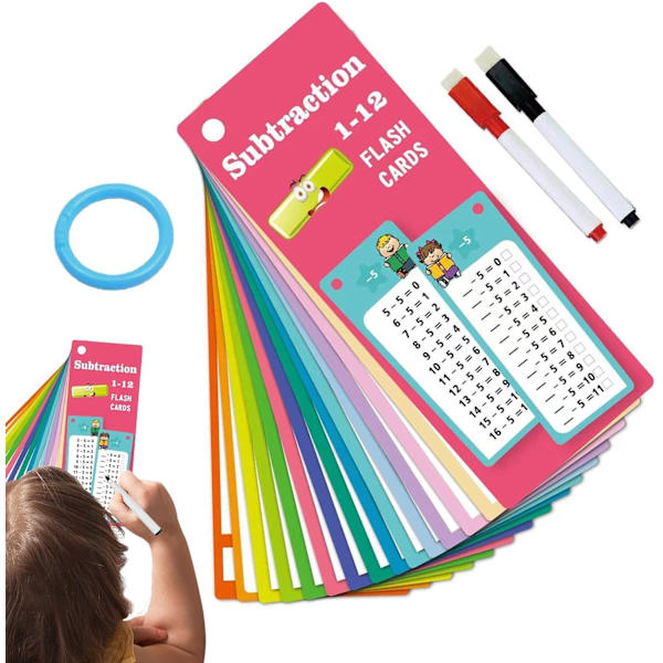 Multi Math Flash Cards | 15X Læringskort til Børn - Sjove Additions- og Subtraktionslege Subtraction A