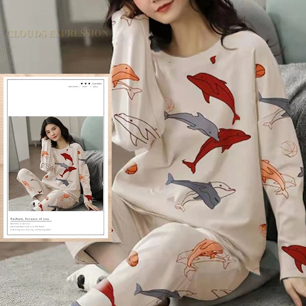 Vårt Höst Stora Storlek 5Xl Kvinnor Polyester Pyjamas Plaid Sömnkläder Långärmade Hemkläder Sets Damer Simm Loose Casual Pijamas W8 WOMEN PAJAMAS XXL