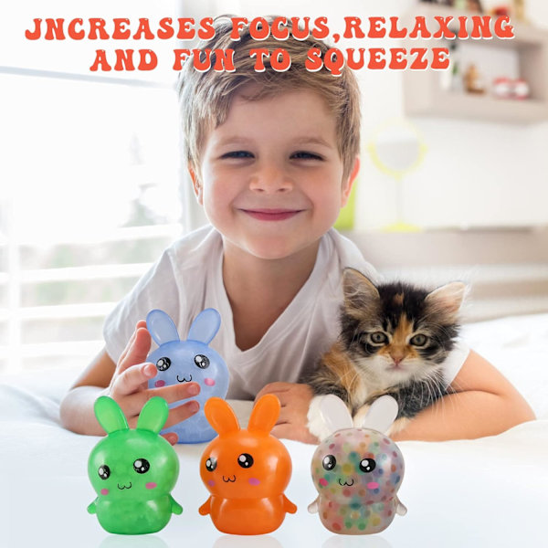4-pack Påskhare Squishy Stressbollar Leksak för Barn och Vuxna