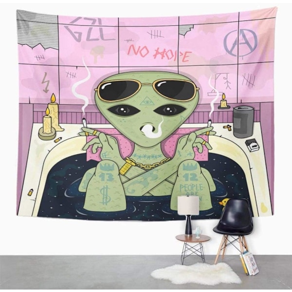 Alien Smoke and Chill Gobelin i badrummet Smoke Glasögon Heminredning Väggupphängning för vardagsrum Sovrum (73*95cm Plus Cashmere),