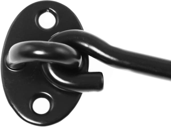 Krog- og øjelås, rustfrit stål, 180° justerbar dør- og vindueslås til porte, 2-pak, sort, 7,5 cm