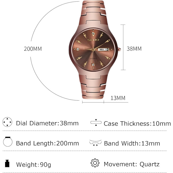 Minimalistinen Parikellot Naisille Miehille Rannekello Business Ruostumattomasta Teräksestä Analogi Kvartsikello 50m Vedenkestävä Luminoiva Kello Ruusukulta A Rose gold A