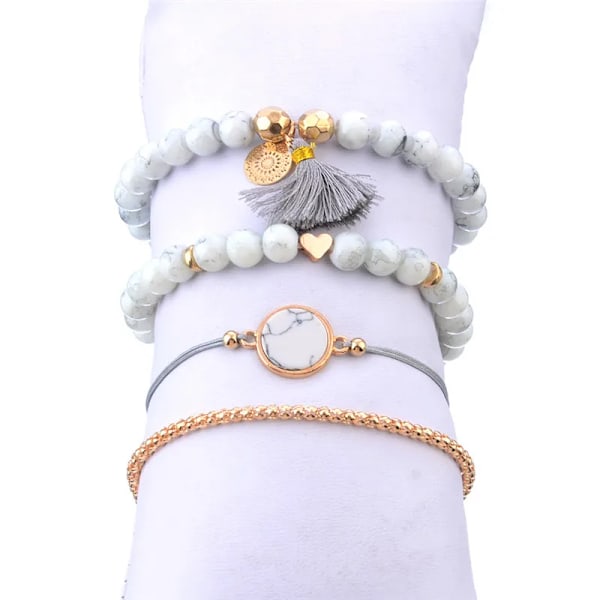 Letapi Bohemian Håndlavede Væv Hjerte Lang Tassel Armbånd Sæt Kvinder Nye Grå Reb Kæde Armbånd Smykker Jul Gi Gi Gis Tog 83106