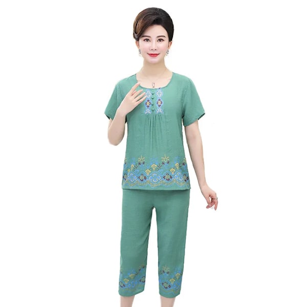 Varumärken Designer Dam Sovkläder Sommar Dam Pyjamas Set Tunn Lös Kortärmad Pyjamas Kvinnor Ventilation Hemkläder Blå 2 4XL 70-80Kg