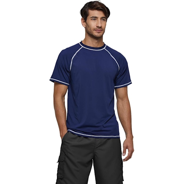 Herre kortarmet hurtigtørkende badetopp surf UV solbeskyttelse badebekledning (marineblå) XL Navy Blue Navy Blue xl