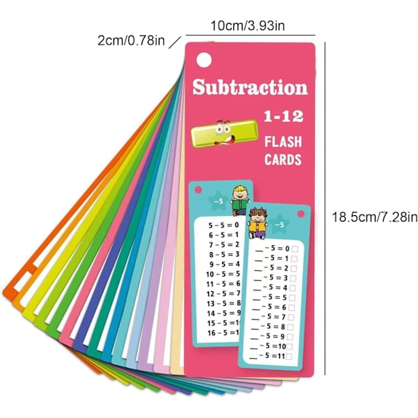 Multi Math Flash Cards | 15X Læringskort til Børn - Sjove Additions- og Subtraktionslege Subtraction A