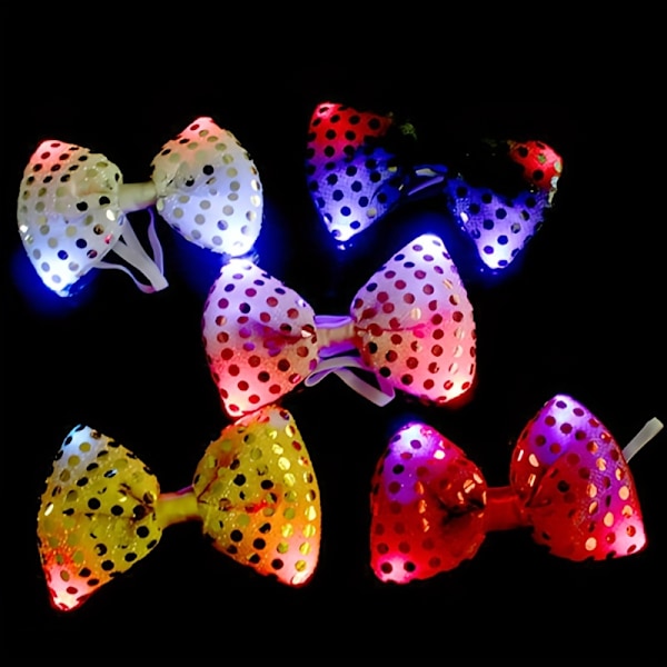 2 stk LED-paljettfluer, ny dekorasjon for dansefester, rekvisita for festfluer for menn Yellow 2pcs