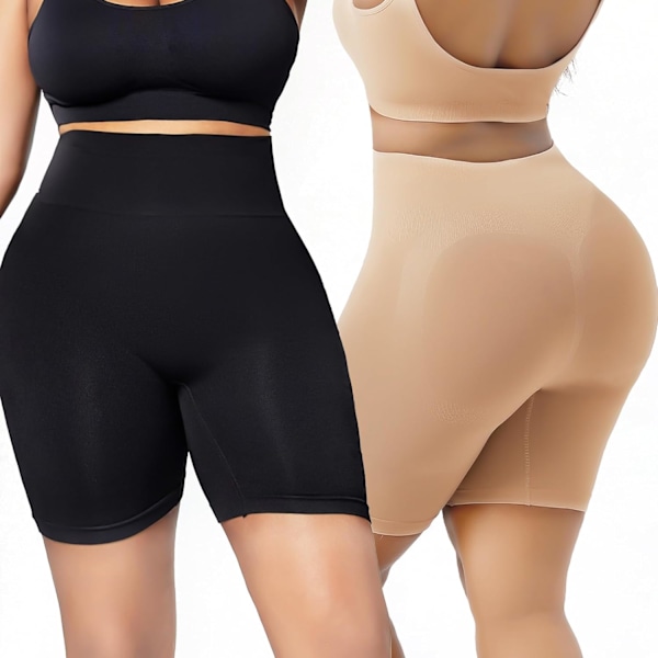 Høytaljede truser for kvinner med magekontroll, sømløs shapewear med rumpeheving (Svart, XL) black XL