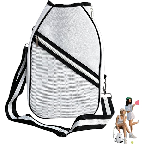 Racketveske, Tennisracketveske, Tennisracket dekselveske, Tennisracketbeskyttelse for menn kvinner, lett skuldertaske for tennisracket badmintonracket Vit