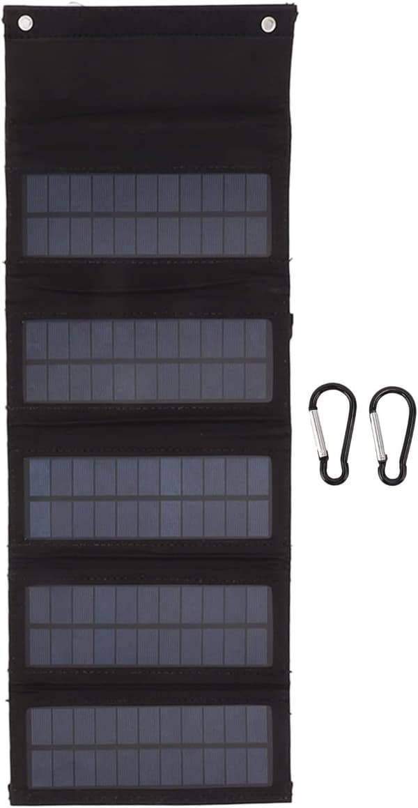 Foldbar solcellepanel, 50W bærbar solcellepanel taske monokrystallinsk silicium 5 foldbar solcellepanel etui til udendørs nødsituationer (sort) Svart