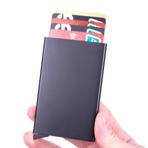 1. smartkort-holder i aluminium (RFID-beskyttet) pop-up - svart
