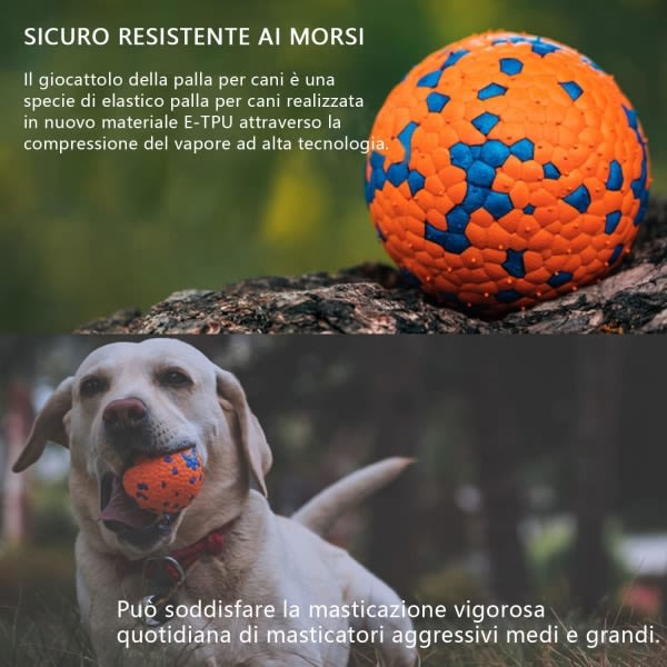CQBB Hundleksaksboll, hundbettboll för tandrengöring, interaktiv hundleksaksboll, blå studsande hundleksaksboll utomhus