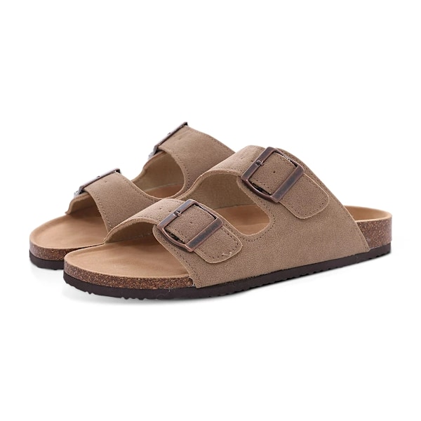 Crestar Kvinnor Classic Kork Tompa Nya Unisex Mocka Ballerina-Sandaalit Kaari Tuella Kesä Ranta Liukumattomat Säädettävät Solki Kengät Crestar Mocka-AT 40