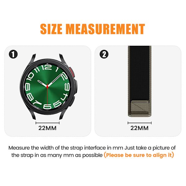 20 mm 22 mm nylon klockarmband för Garmin Forerunner 245 / 645 MUSIC, 20 mm 22 mm universellt klockarmband för Garmin vivoactive 3 MUSIC Svart Orange Quick Fit 22mm