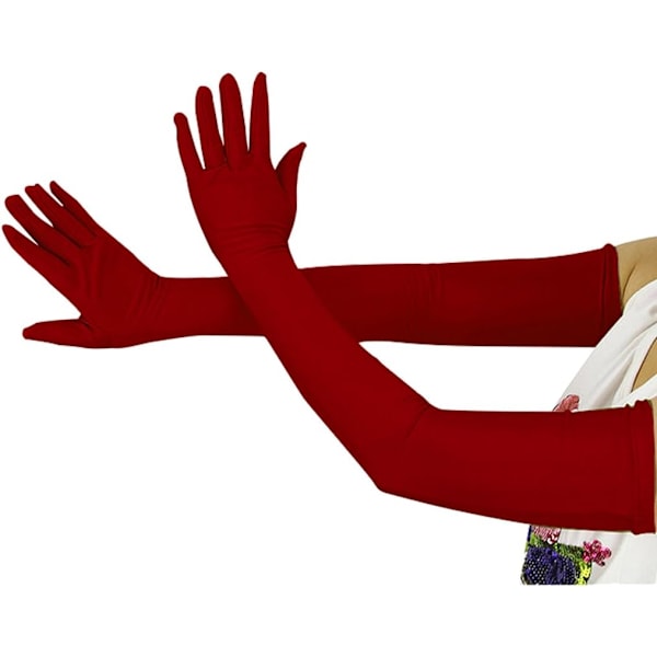 20,1 tum långa stretchspandexoperahandskar, över armbågen (svart) Burgundy Large