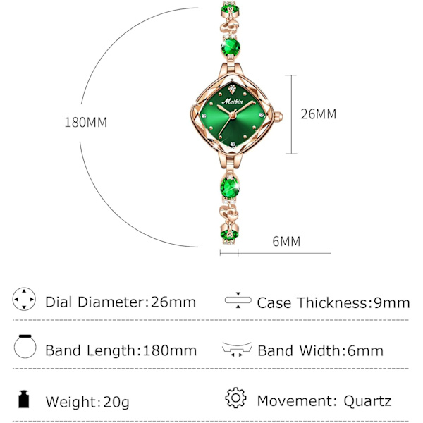 Damer Klokker Smykker Damer Analog Kvarts Armbåndsur Elegant Diamant Klokker Vanntette Damer Armbåndsur med Rustfritt Stål Armbånd Grønn Green