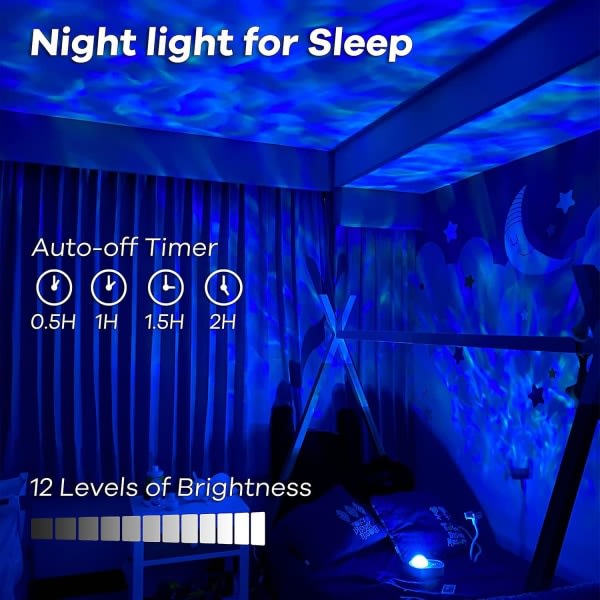 Stjärnprojektor Nattlampa, Galaxprojektorljus, Inbyggd Bluetooth-högtalare, Timer med fjärrkontroll, Stjärnhimmelprojektor för barn Vuxna Present P