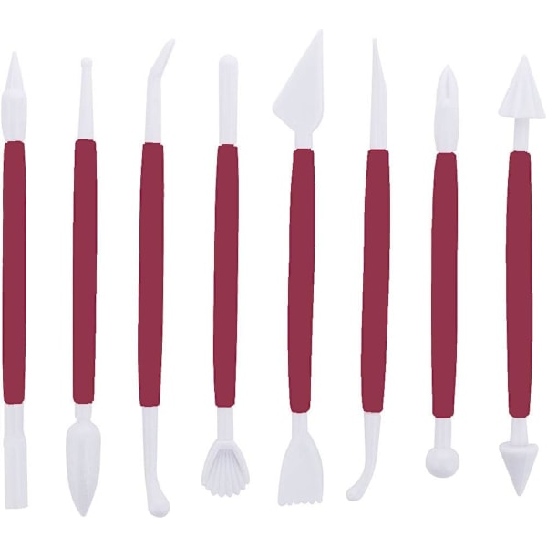 12 stk Fondant Kage Dekorations Sæt, Sukkerpasta Værktøjer, Rullekæde, Rød Red