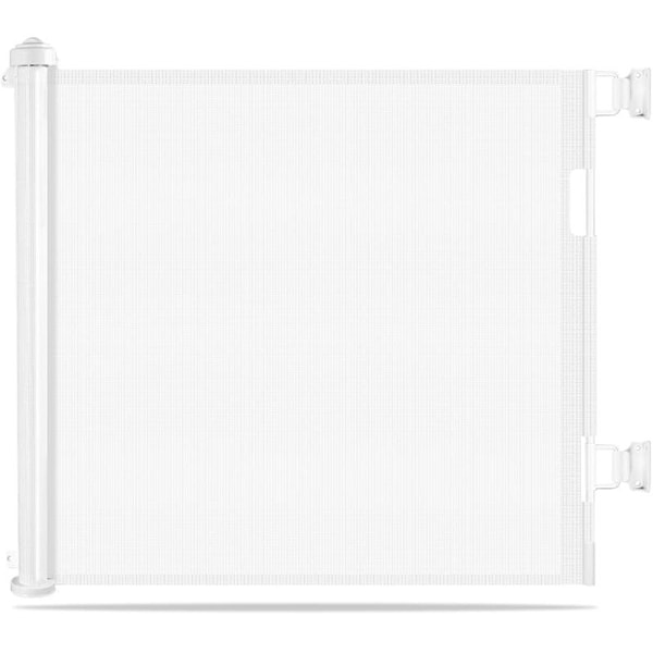 Sommerrea Inntrekkbar Hundegrind for Babyer - Ekstra Brede Sikkerhetsgrinder for Babyer og Husdyr 86cm, Forlenges til (0-150cm) (Hvit)