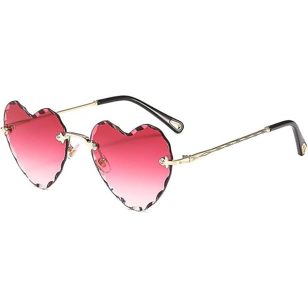 Hjärta Solglasögon Kantlös tunn metallram Hjärtformade solglasögon Söta glasögon Uv400 för kvinnor
