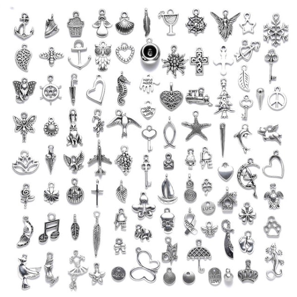 CQBB Partihandel Bulk Lots Smycken Göra Silver Charms Mixed Smooth