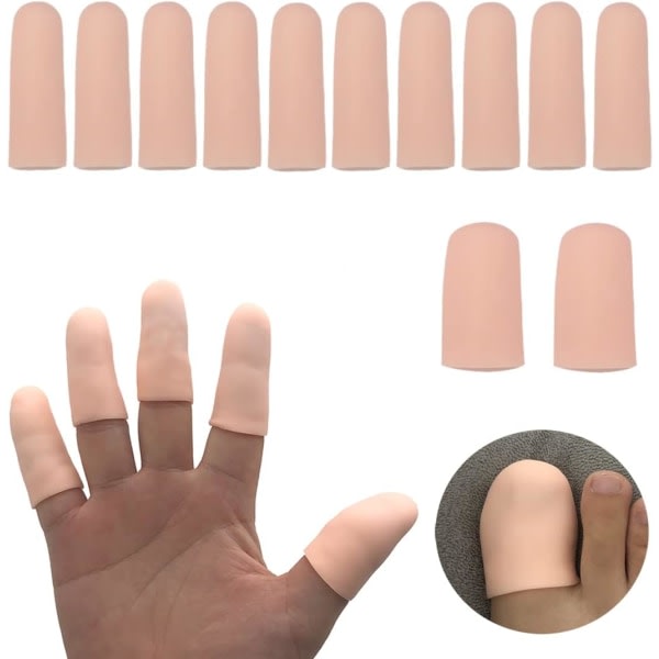 Silikonfingerskydd 12 st, Gel Finger Cots Fingerskydd för triggerfinger, fingerartrit, fingersprickor, blåsor SQBB