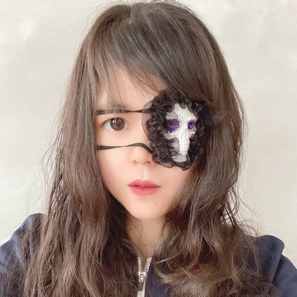Lolita Lace Skull Single Eye Patch Gothic Blindfold Halloween Cosplay Accessoar Lila SQBB