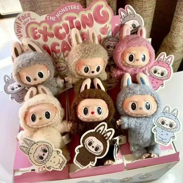 Pop Mart Labubu Sit Party Vinyl Plysch Trendig Leksak Hängsmycke Blind Box Handgjord Leksak Andra Generationen (1 Styck) 17 cm 17