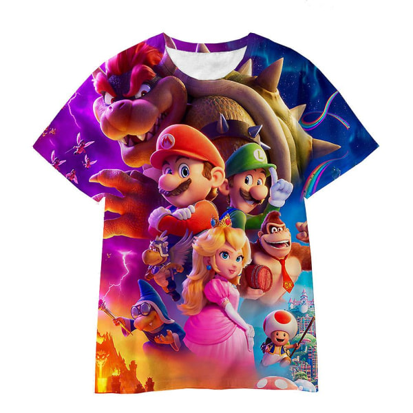 SQBB Barn Pojkar Super Mario Print Crew Neck Kortärmad T-shirt Tee Tops Sommar Lila 8-9 År