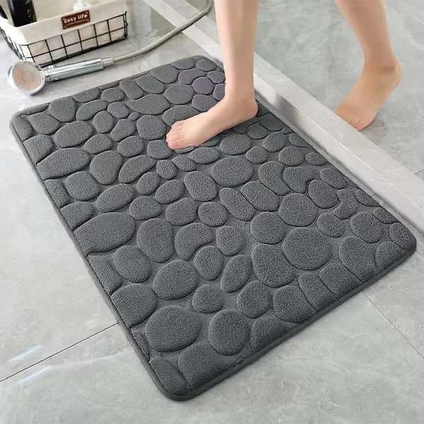 Halkfria mattor Kullerstenspräglade badrum Badkar i handfat Badkar Sidogolv Matta Duschrum Dörrmatta Memory Foam Matta khaki 40X60cm