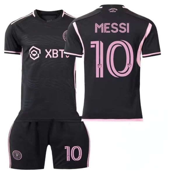 SQBB Messi nr 10 Miami International tröja bort svart vuxen fotbollströja för barn XL(180-185cm)