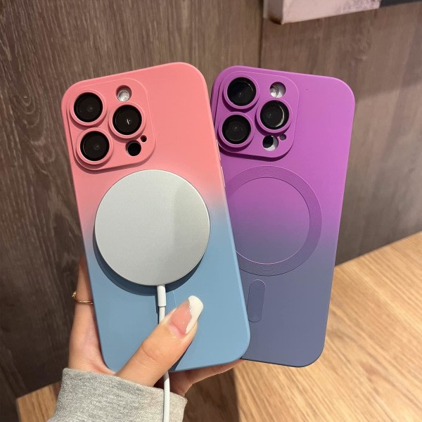 CQBB Magnetiskt iPhone14 ProMax case[kompatibelt med MagSafe], sött case med gradientfärg för kvinnor och män, mjukt TPU-stötsäkert med case