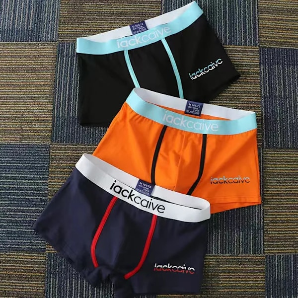 Miesten alushousut Puuvilla Herrundervaatteet Boxerit Painettu boxer Mukavat shorts Herrundervaatteet L-3XL 3kpl Hei Cheng Navy XXL 75-85KG