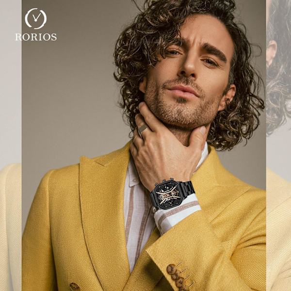 Quartz armbåndsur til mænd business rustfrit stål ur lysende analog armbåndsur multifunktionel chronograph ur mode firkantet ur Guld C Gold C